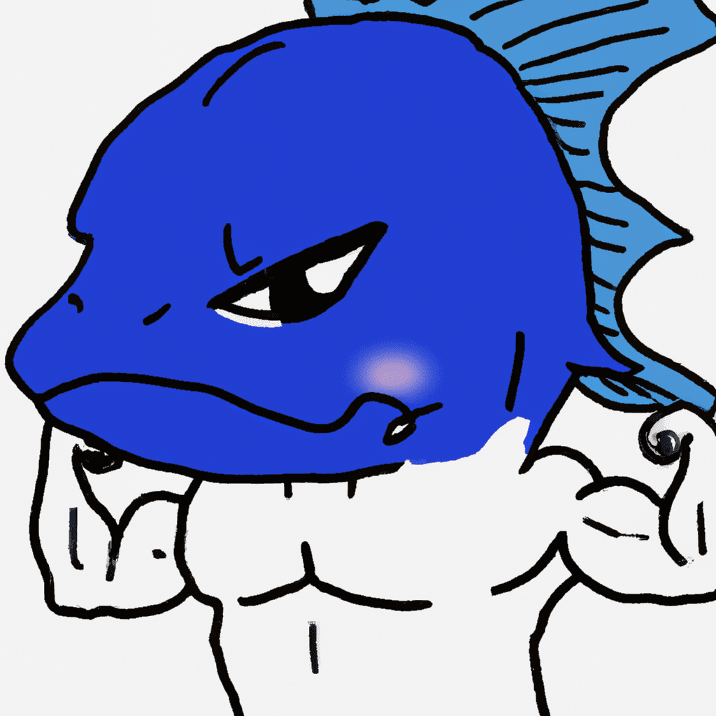 a picture of a muscular anime fish